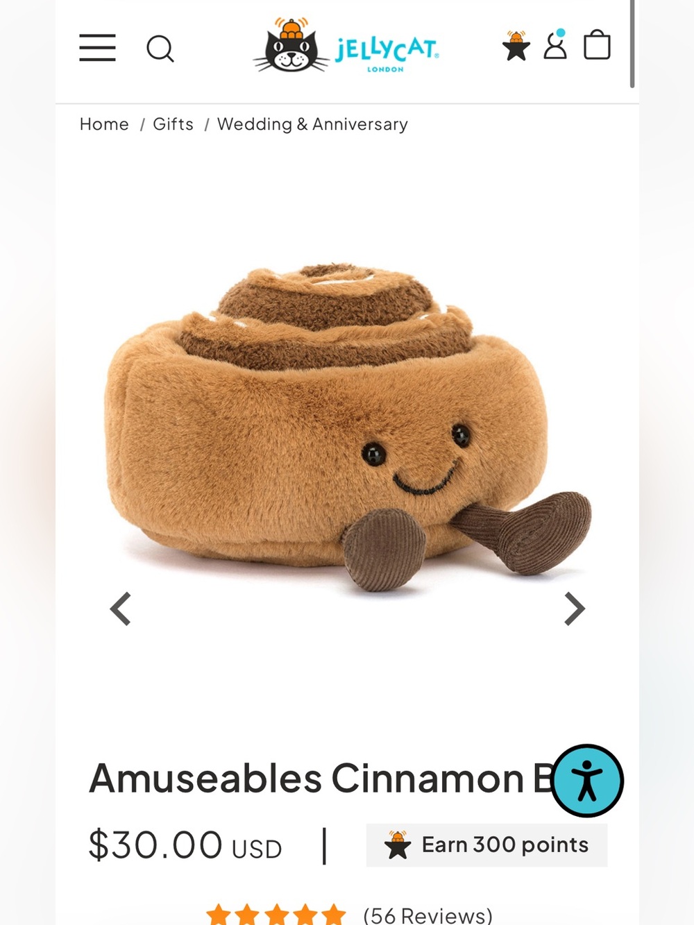 Jellycat Amuseable Cinnamon Bun - BNWT - dust bag included - retired
